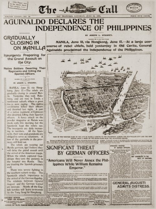 Aguinaldo declares Philippine independence, SFC, June 18 1898